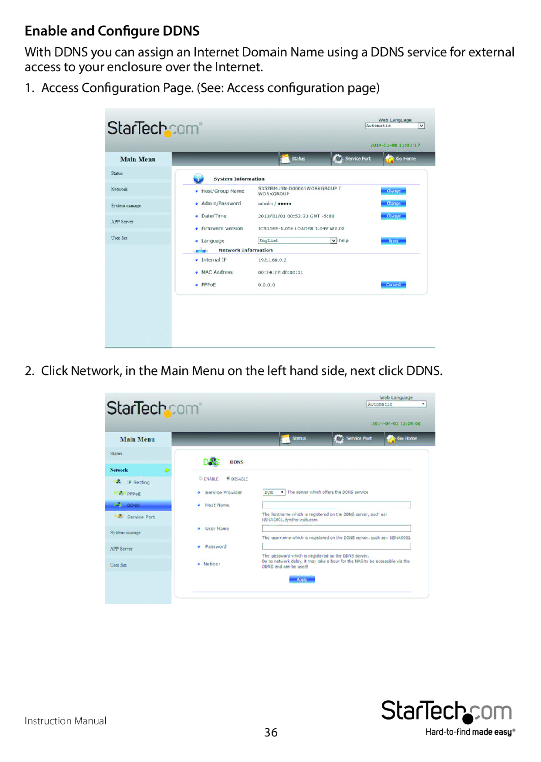 StarTech.com S352BMU3N manual Enable and Configure Ddns 