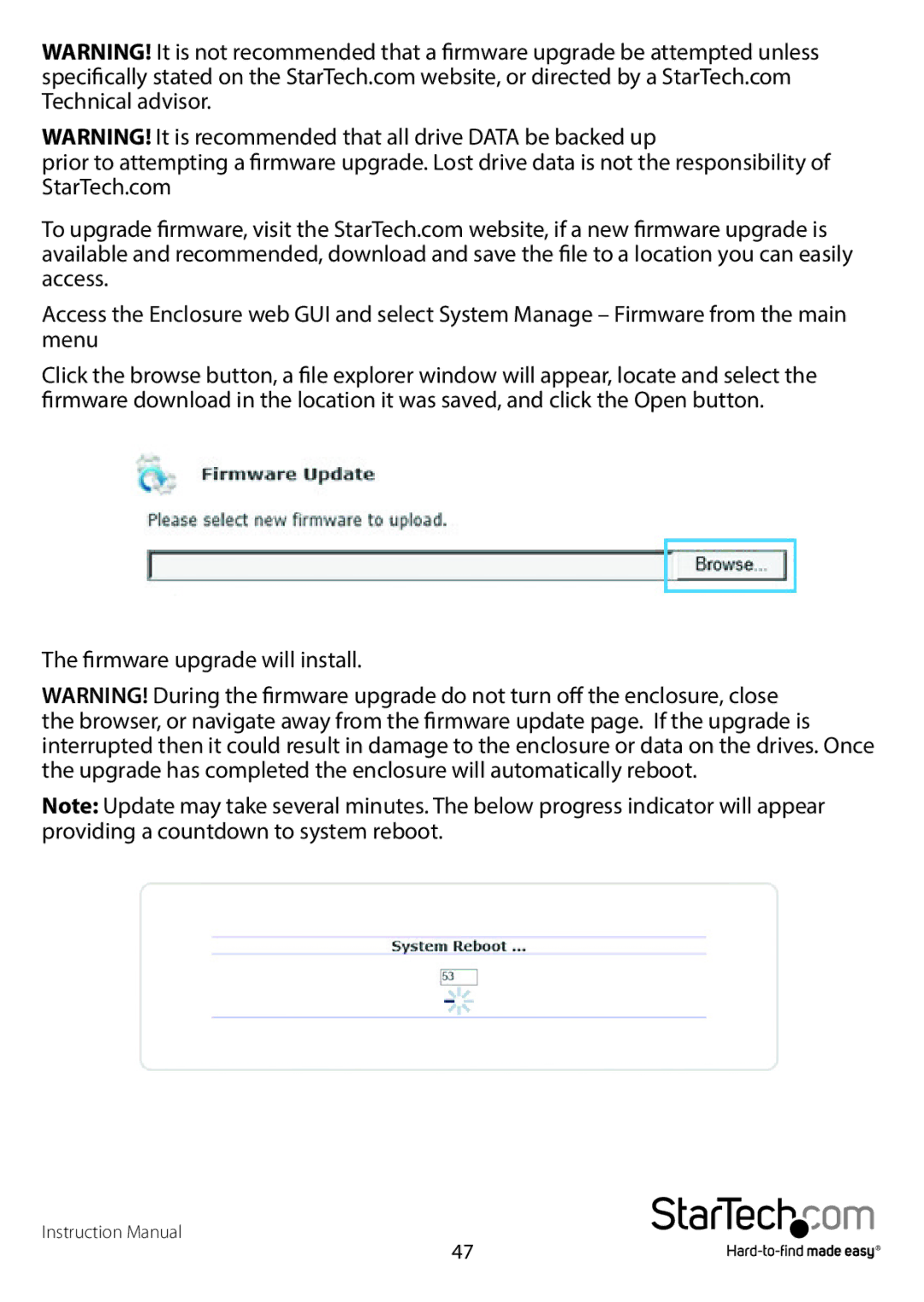 StarTech.com S352BMU3N manual Firmware upgrade will install 