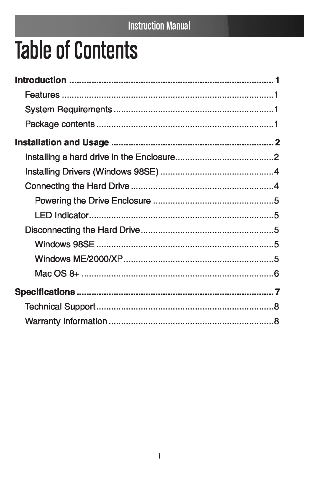 StarTech.com SAT2510U2, IDE2510U2, SAT2510BU2 manual Instruction Manual, Table of Contents 