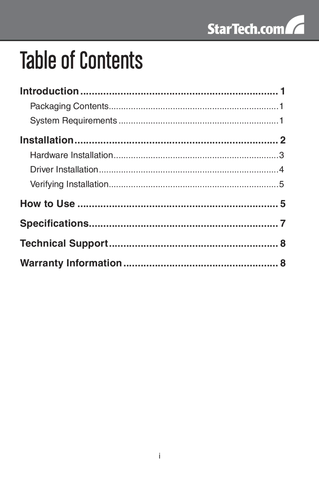 StarTech.com SAT2510BU2E, SAT2510U2E instruction manual Table of Contents 