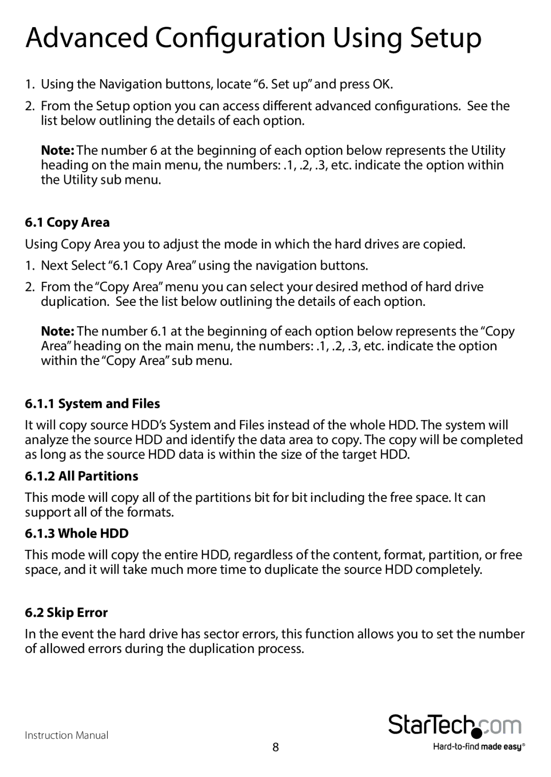 StarTech.com SATDUP13 manual Advanced Configuration Using Setup 