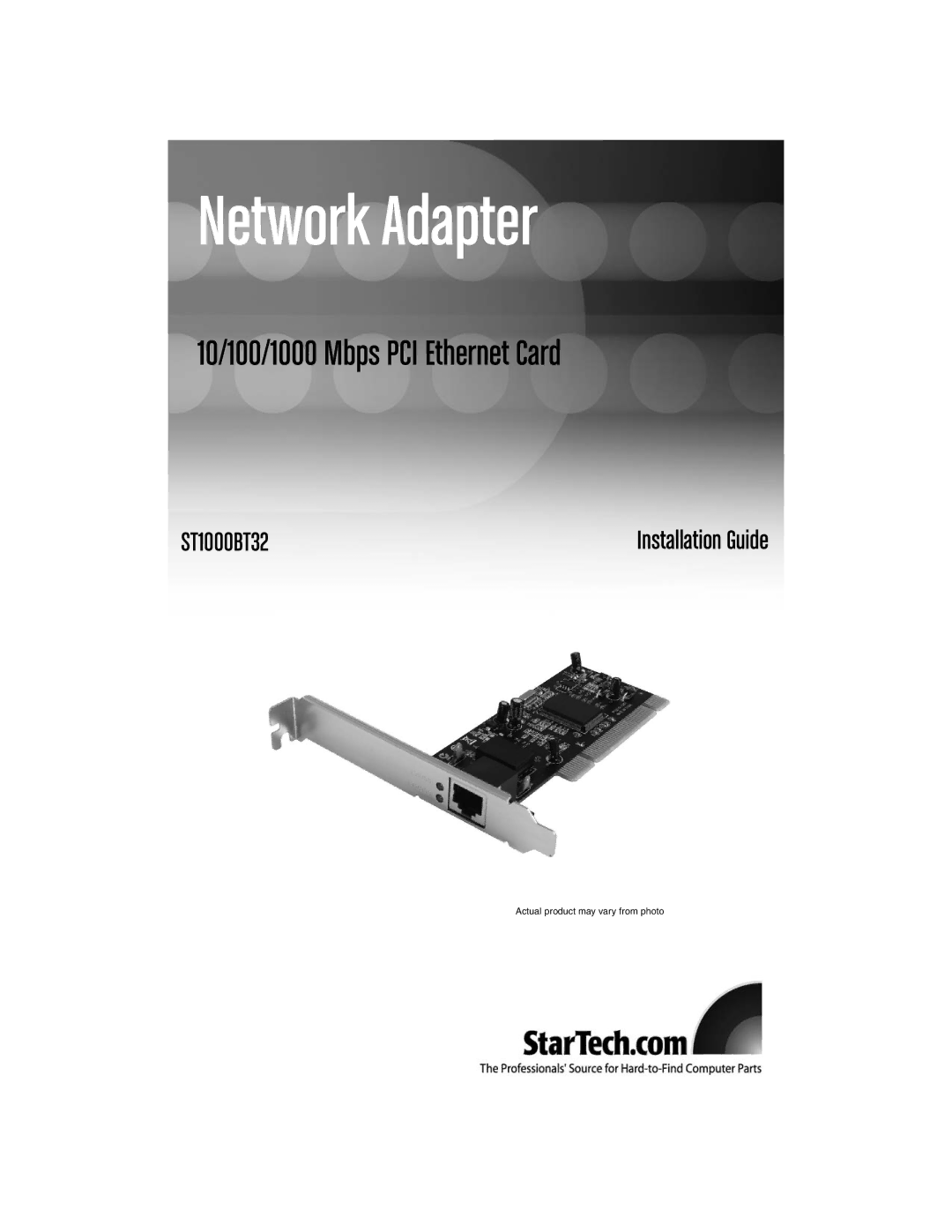 StarTech.com ST1000BT32 manual Network Adapter 