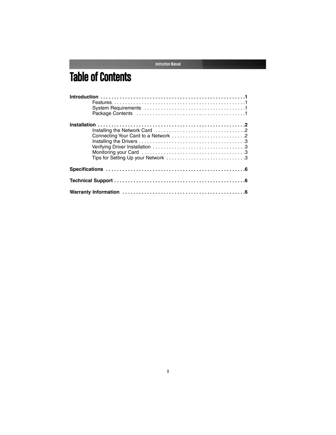 StarTech.com ST100SLP instruction manual Table of Contents 