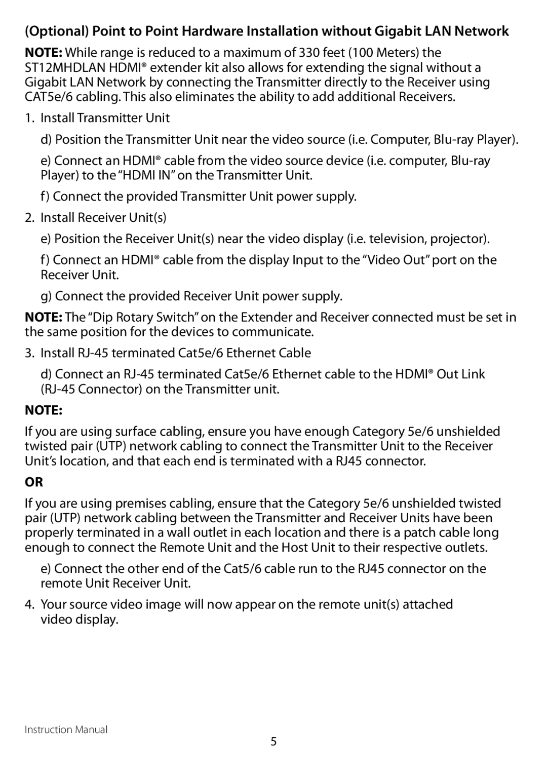 StarTech.com ST12MHDLAN manual Install Transmitter Unit 