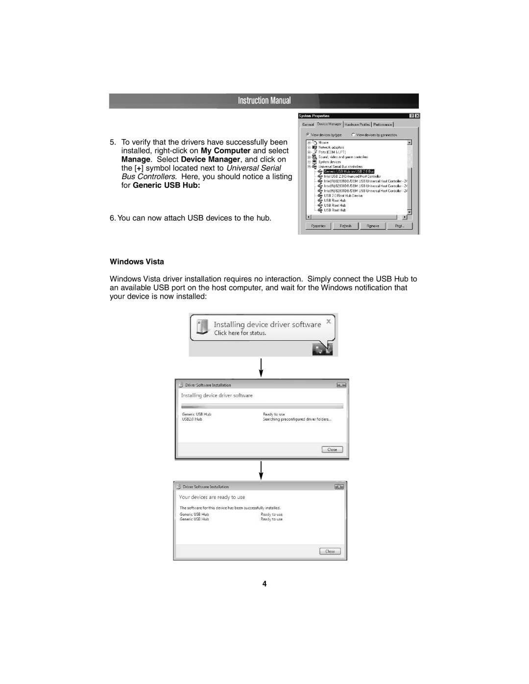 StarTech.com ST7202USB, ST4202USB instruction manual Windows Vista 