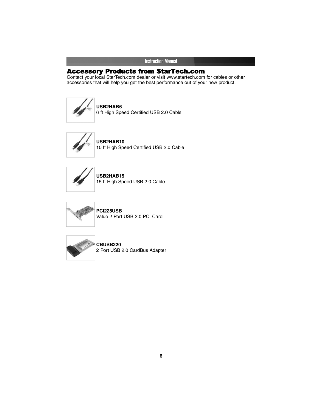 StarTech.com ST7202USB, ST4202USB instruction manual Accessory Products from StarTech.com 