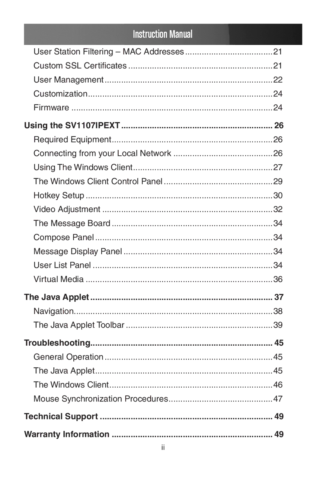 StarTech.com manual Using the SV1107IPEXT, Troubleshooting, Technical Support Warranty Information 