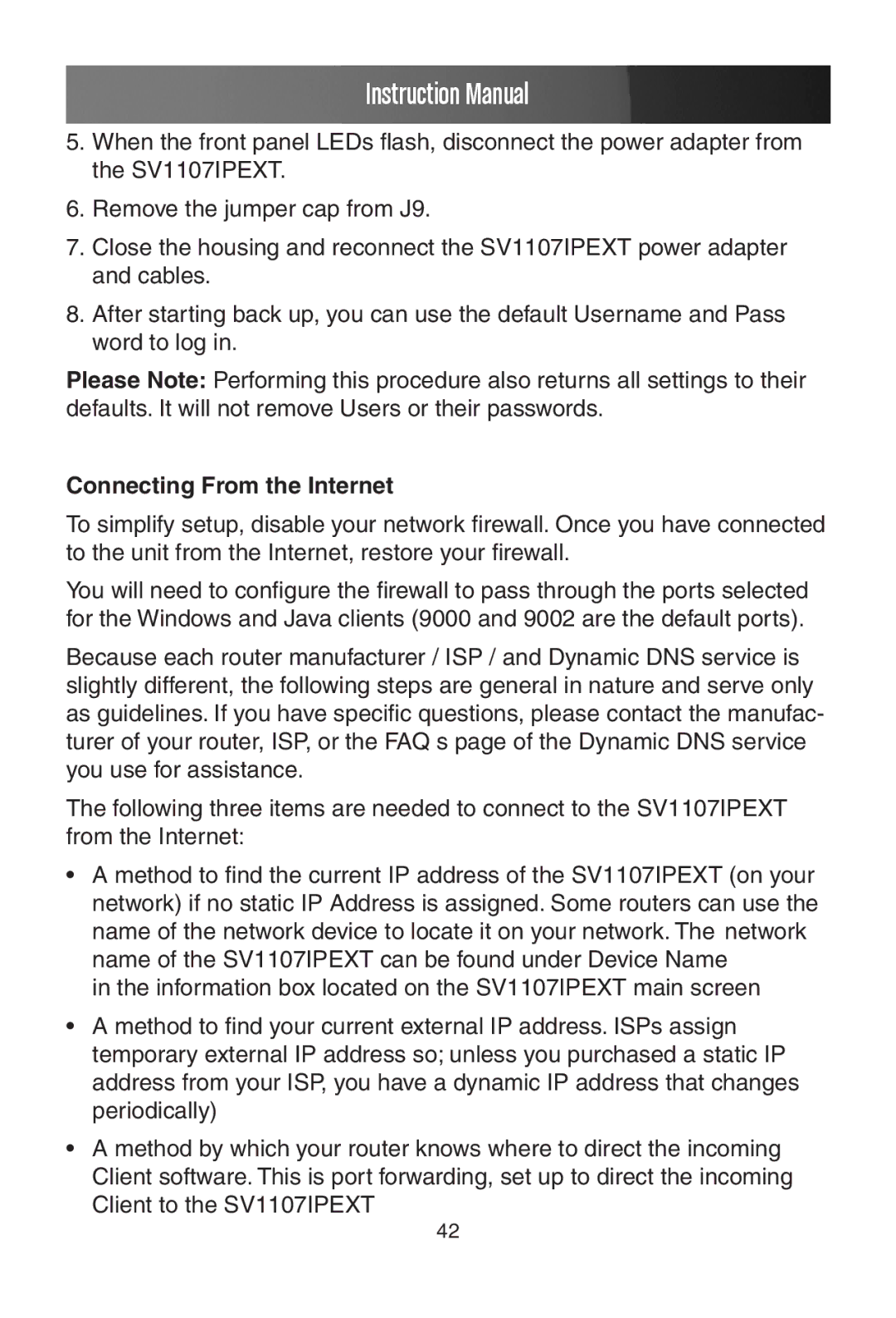 StarTech.com SV1107IPEXT manual Connecting From the Internet 