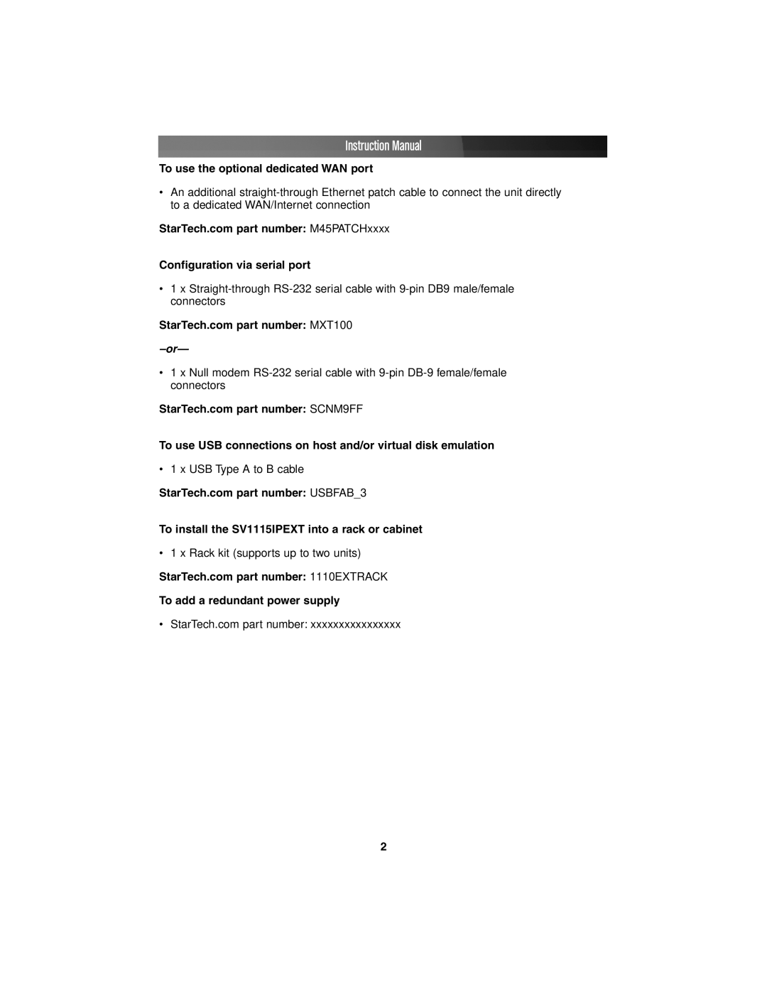 StarTech.com SV11151PEXT instruction manual To use the optional dedicated WAN port, Configuration via serial port 