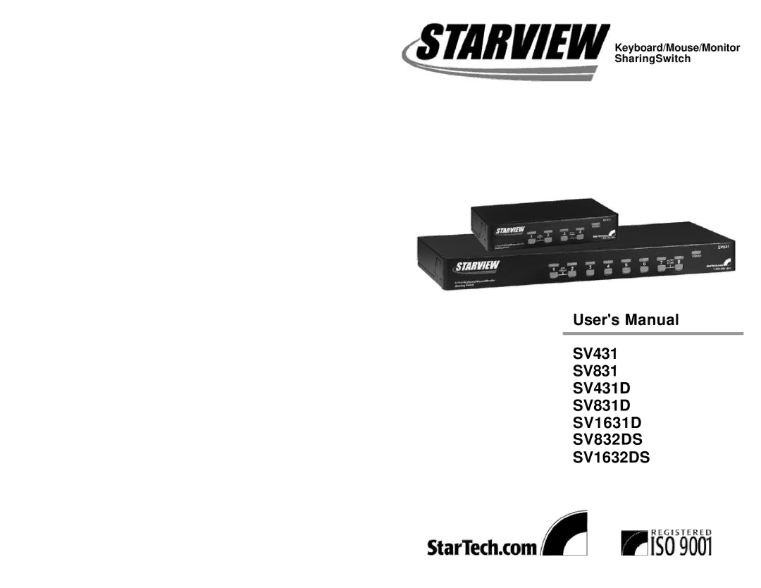 StarTech.com SV1631D, SV1632DS, SV431D, SV831D, SV830 user manual SV832DS 