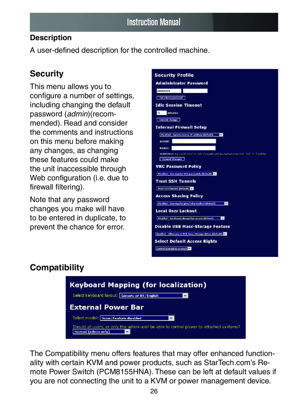 StarTech.com SV3253DXI, SV1653DXI manual Security, Compatibility, Description 