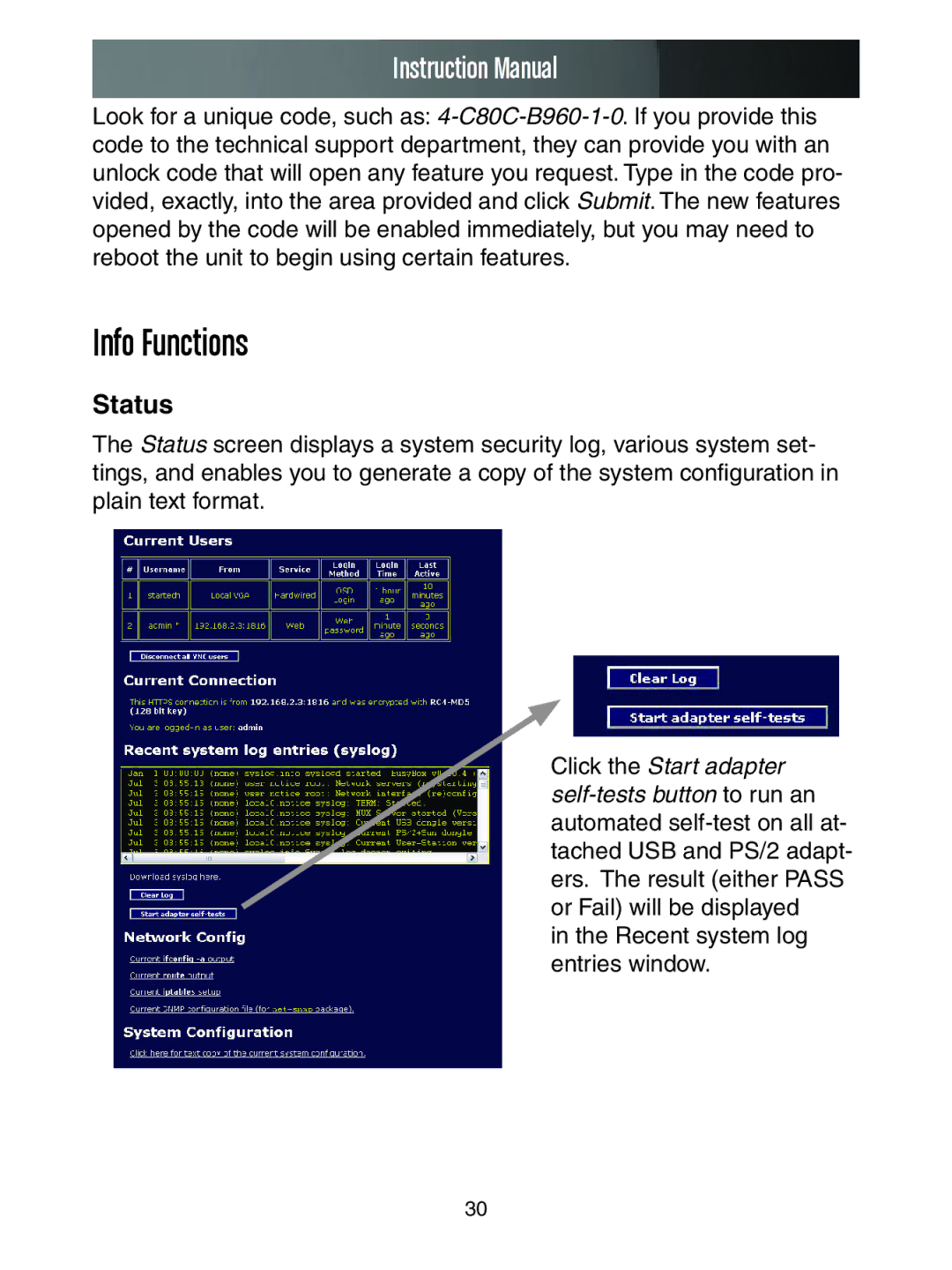 StarTech.com SV3253DXI, SV1653DXI manual Info Functions, Status 