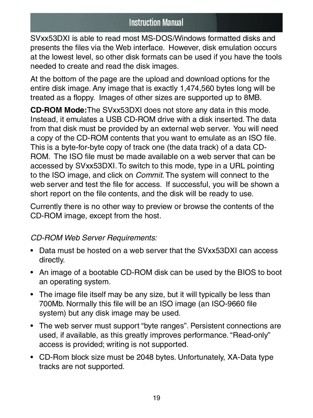 StarTech.com SV1653DXI, SV3253DXI manual CD-ROM Web Server Requirements, Instruction Manual 