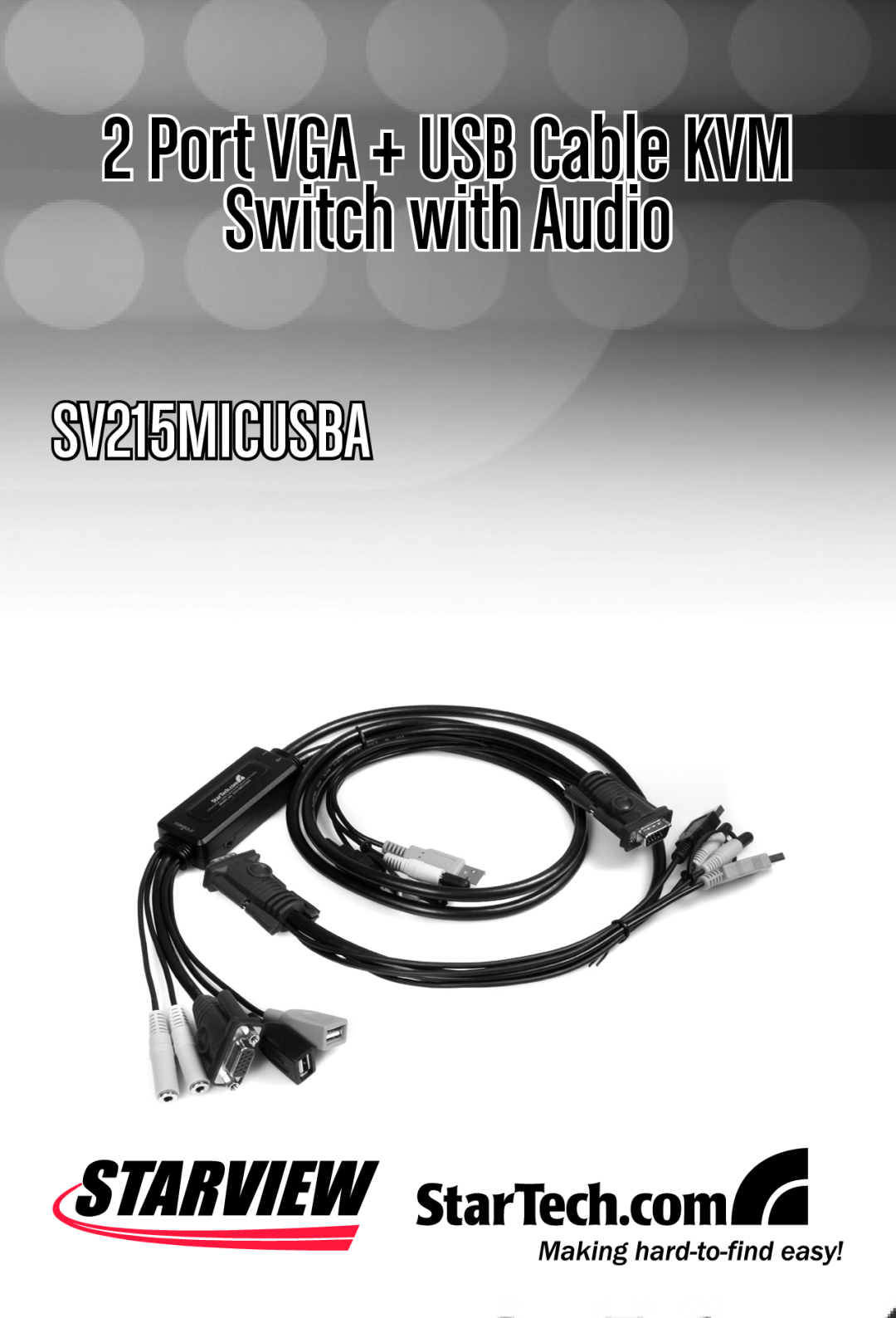 StarTech.com SV215MICUSBA manual Switch with Audio, Port VGA + USB Cable KVM 