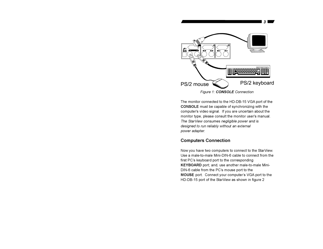 StarTech.com Sv231 user manual Computers Connection, Console Connection Power adapter 