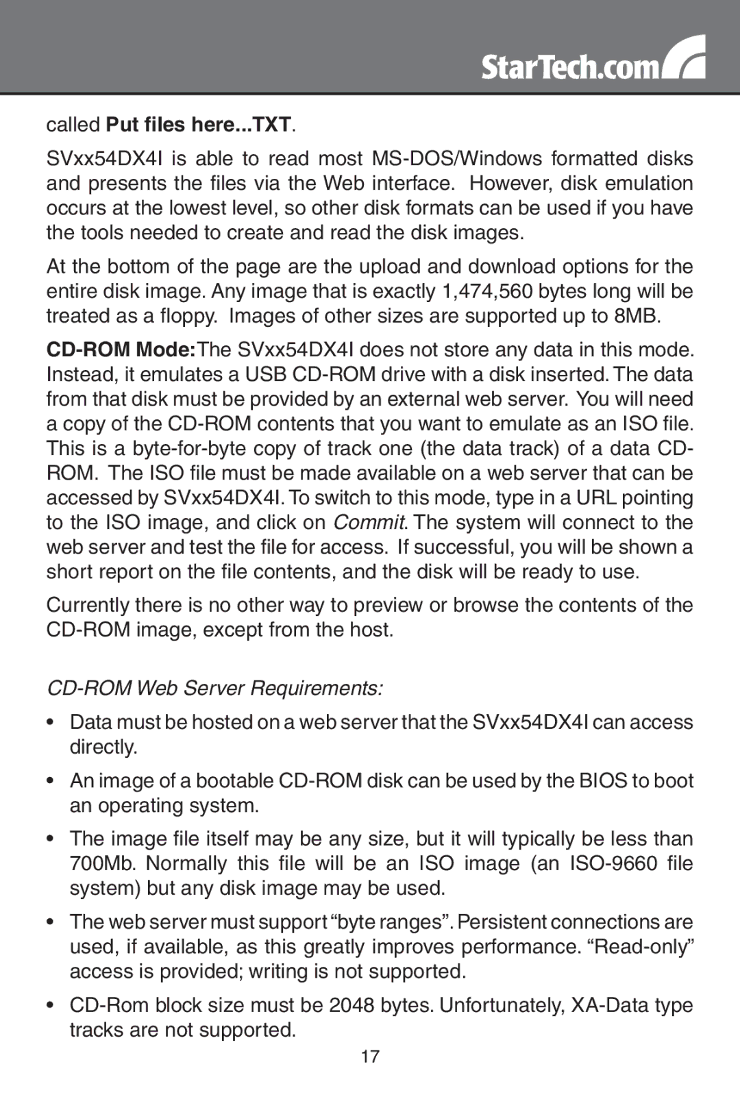 StarTech.com SV3254DX4I, SV1654DX4I instruction manual Called Put files here...TXT, CD-ROM Web Server Requirements 