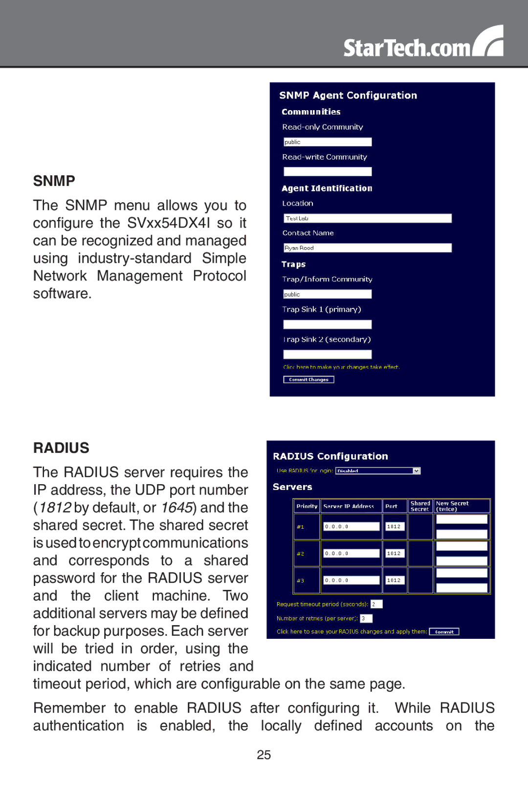 StarTech.com SV3254DX4I, SV1654DX4I instruction manual Snmp 