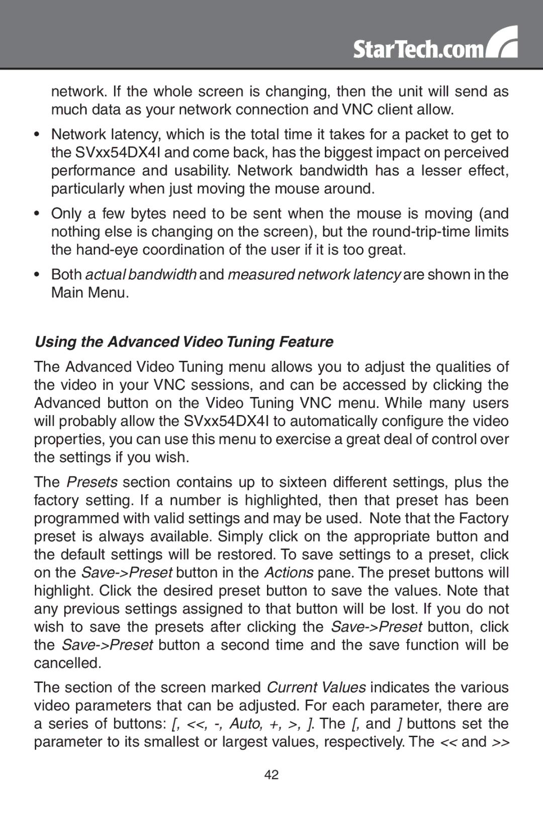 StarTech.com SV1654DX4I, SV3254DX4I instruction manual Using the Advanced Video Tuning Feature 
