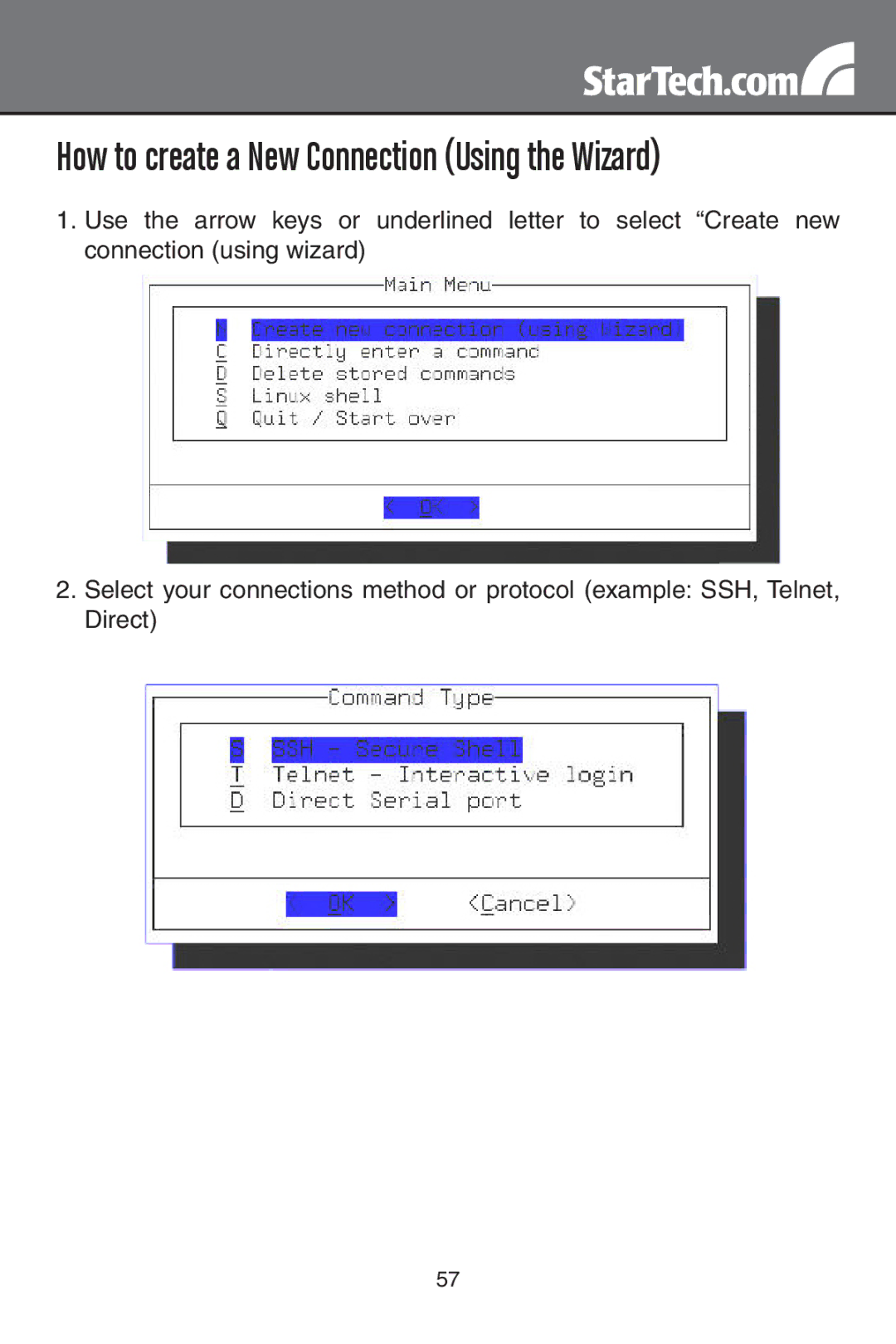 StarTech.com SV3254DX4I, SV1654DX4I instruction manual How to create a New Connection Using the Wizard 