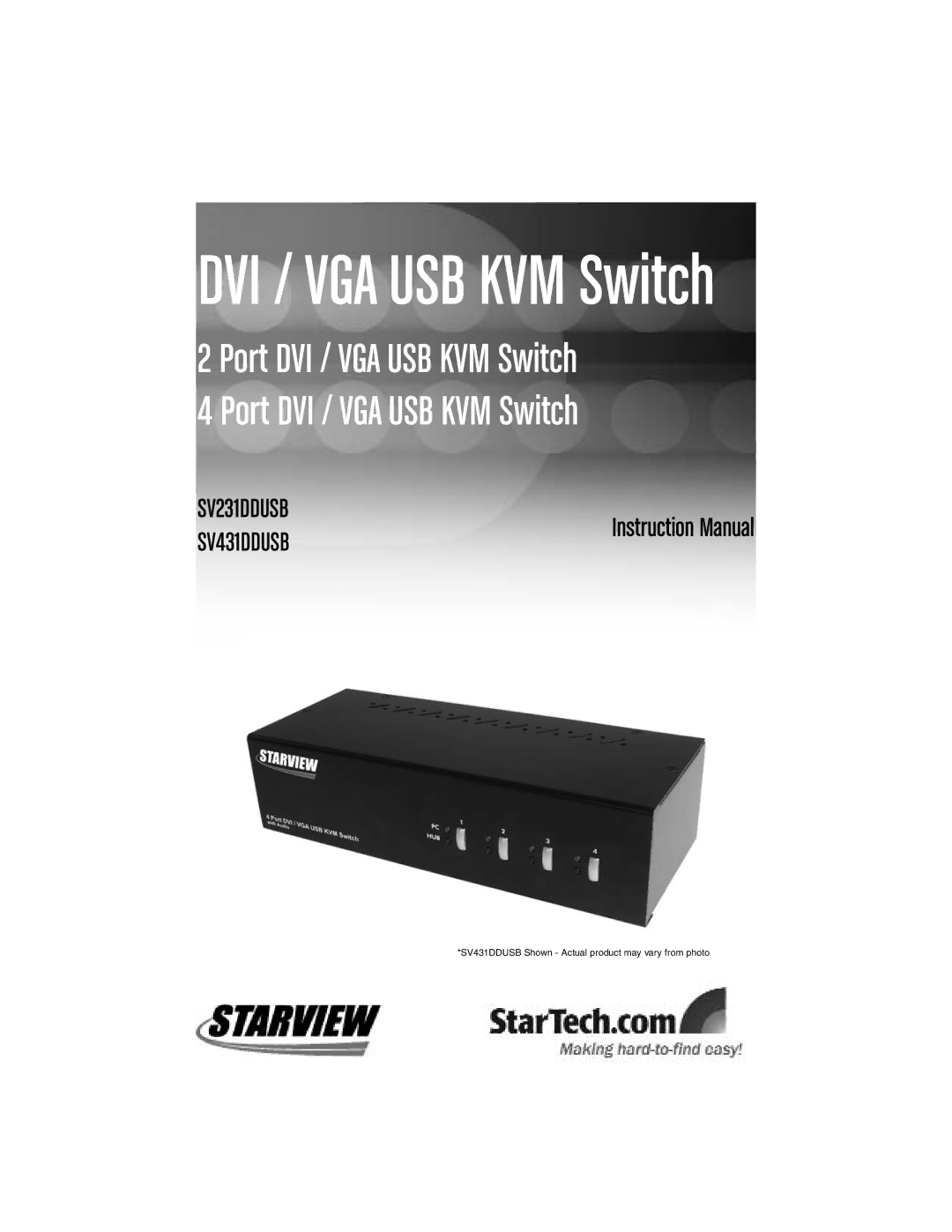 StarTech.com SV231DDUSB, SV431DDUSB instruction manual DVI / VGA USB KVM Switch 