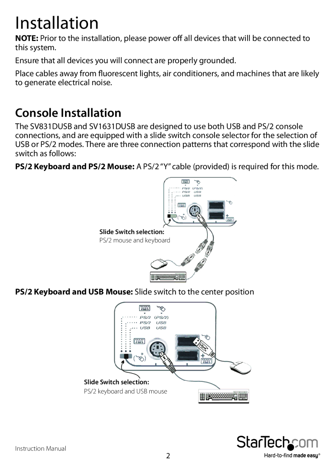 StarTech.com sv431dusb manual Console Installation 