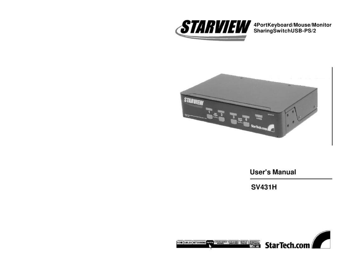 StarTech.com SV431H user manual 4PortKeyboard/Mouse/Monitor SharingSwitchUSB-PS/2 