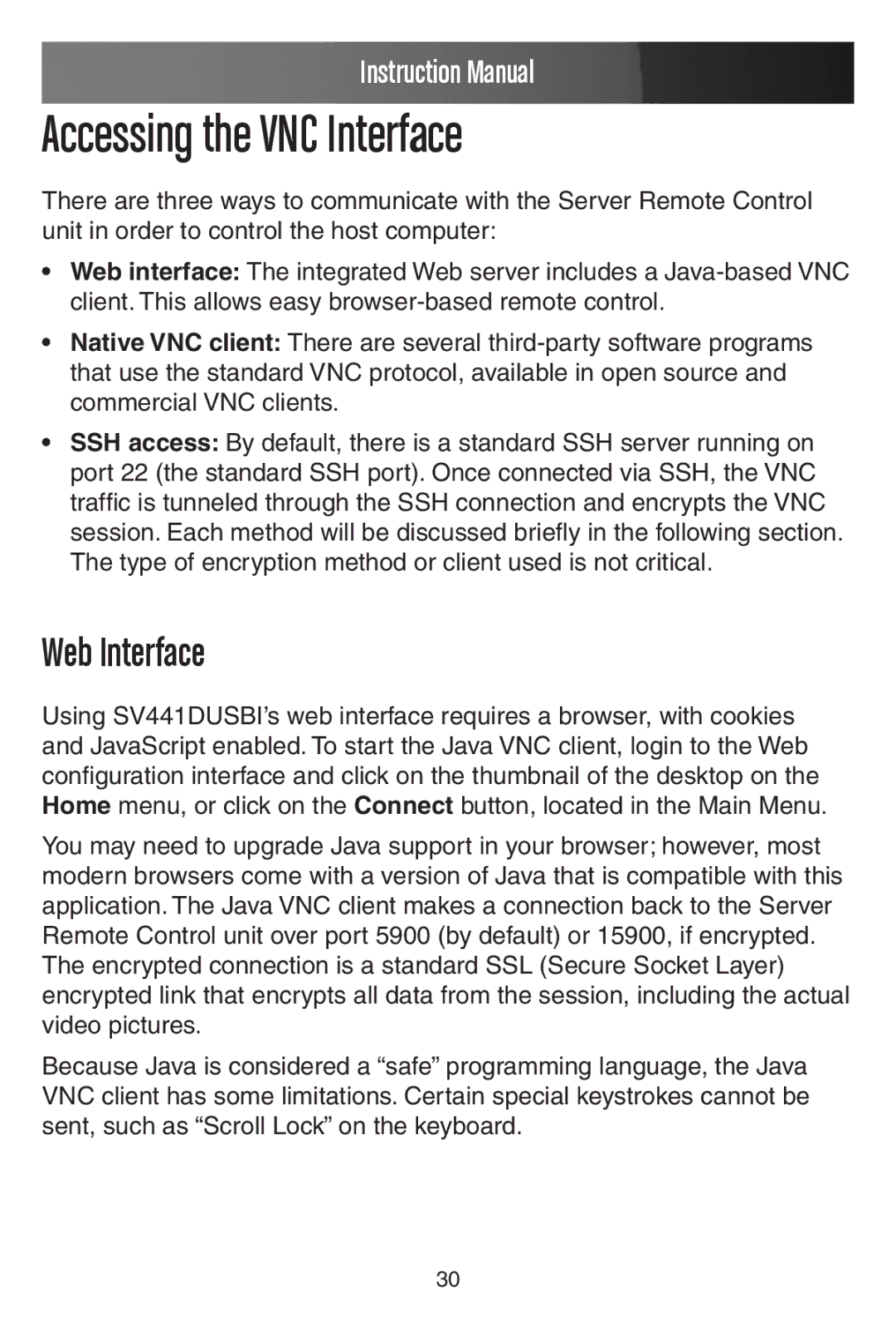 StarTech.com SV441DUSBI instruction manual Accessing the VNC Interface, Web Interface 