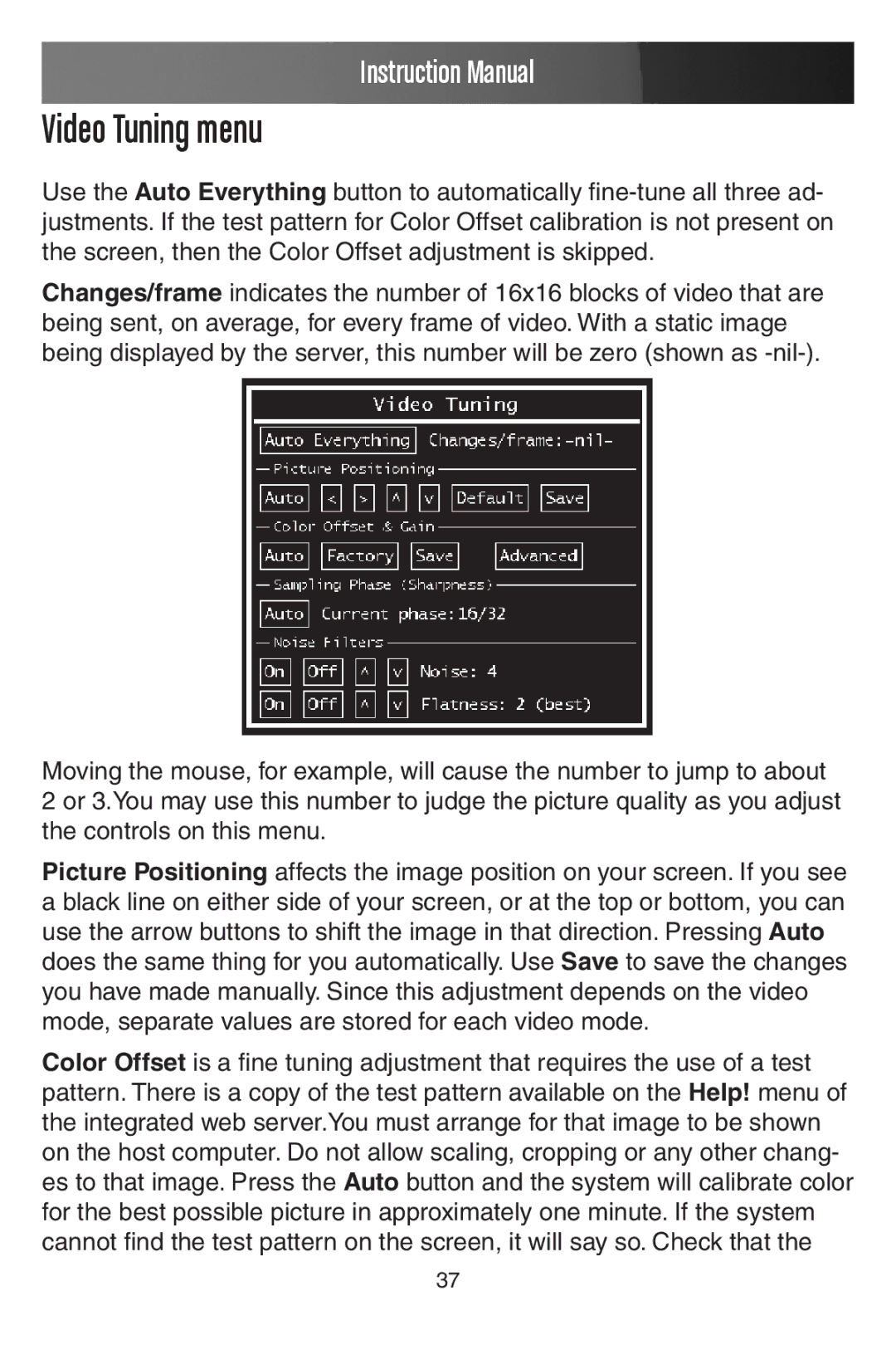 StarTech.com SV441DUSBI instruction manual Video Tuning menu 