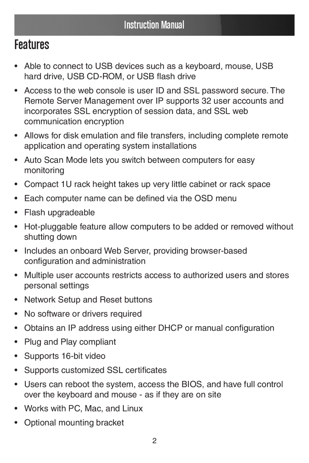 StarTech.com SV441DUSBI instruction manual Features 