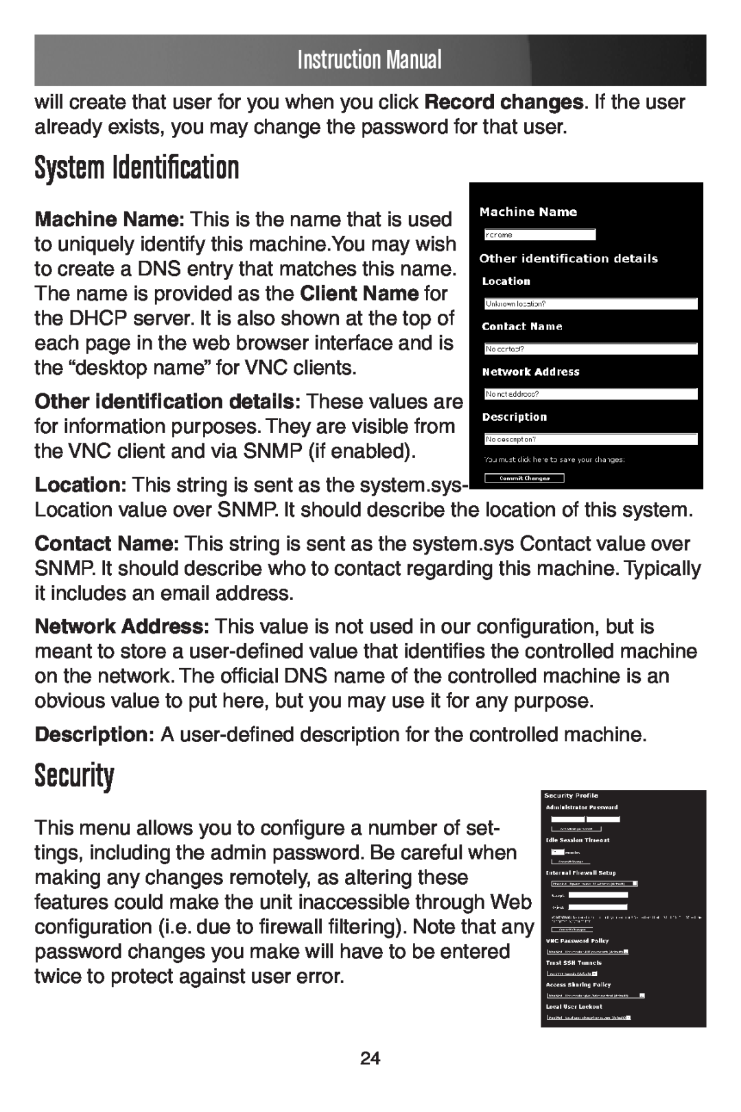 StarTech.com SV441DUSBI instruction manual System Identification, Security 