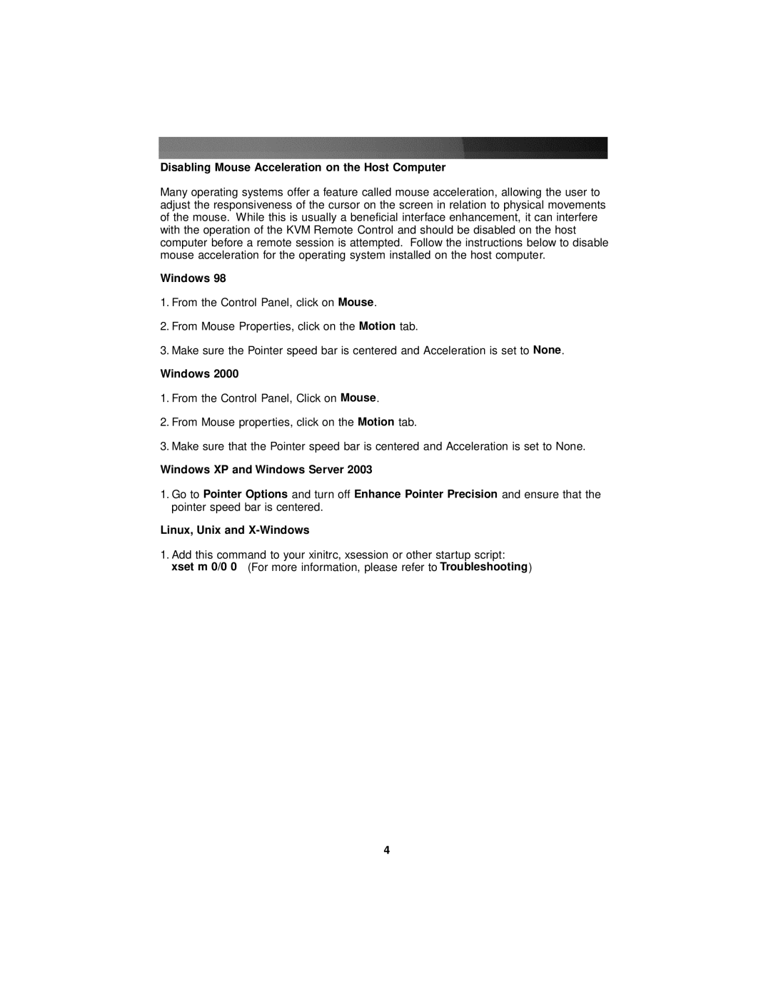 StarTech.com SV1641HDIE, SV441HDIE, SV841HDIE instruction manual Disabling Mouse Acceleration on the Host Computer, Windows 