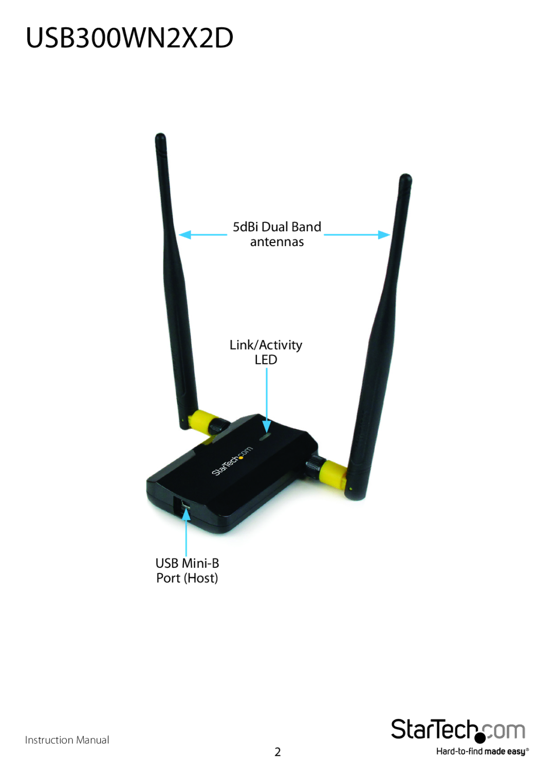 StarTech.com USB300WN2X2D manual 