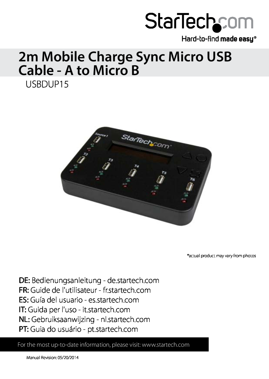 StarTech.com USBDUP15 manual 2m Mobile Charge Sync Micro USB Cable - A to Micro B, ES Guía del usuario - es.startech.com 