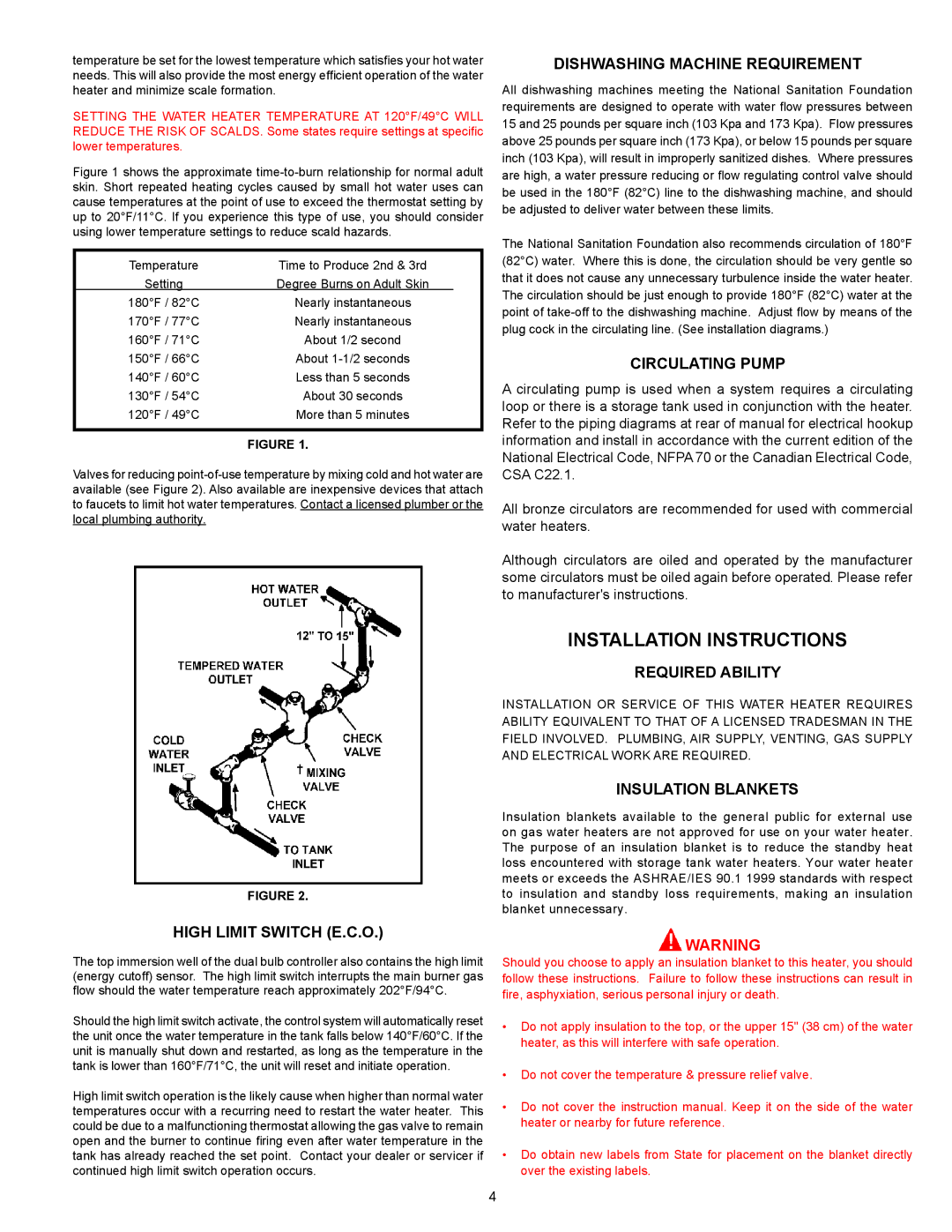 State Industries 101, 100 warranty Installation Instructions 