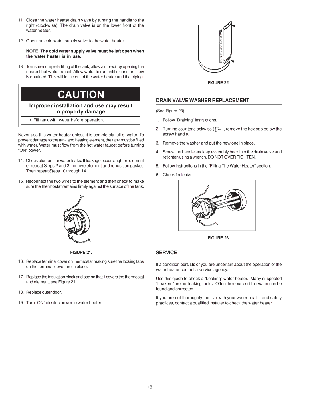 State Industries 184748-001 instruction manual Drain Valve Washer Replacement, Service 