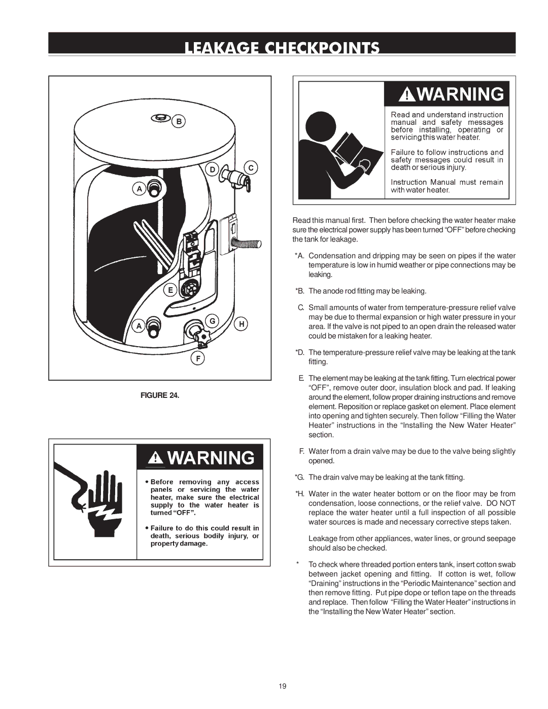 State Industries 184748-001 instruction manual Leakage Checkpoints 