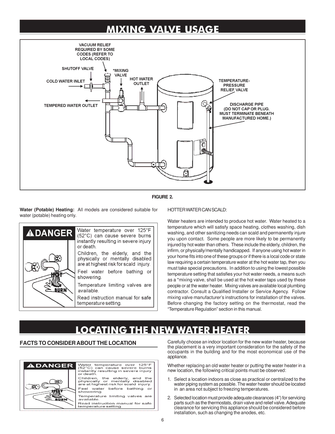 State Industries 184748-001 Mixing Valve Usage, Locating the NEW Water Heater, Facts to Consider about the Location 