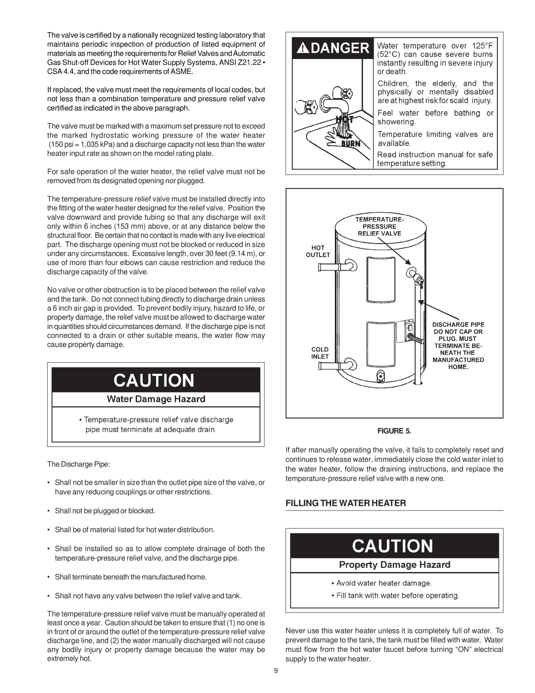 State Industries 184748-001 instruction manual Filling the Water Heater 