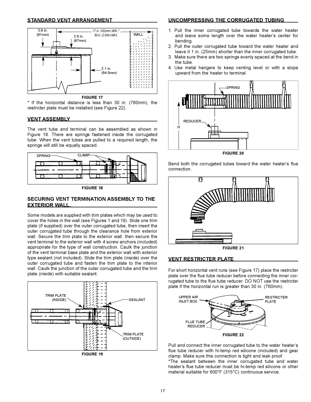 State Industries 186589-001 Standard Vent Arrangement, Vent Assembly, Uncompressing the Corrugated Tubing 