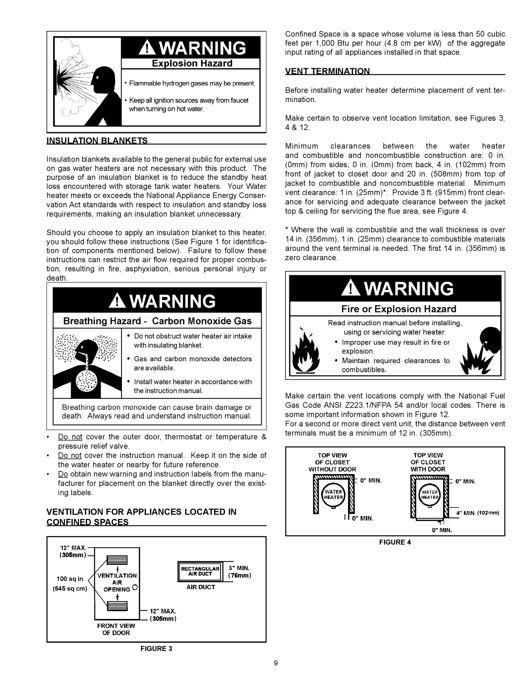 State Industries 186589-001 Insulation Blankets, Ventilation for Appliances Located in Confined Spaces, Vent Termination 