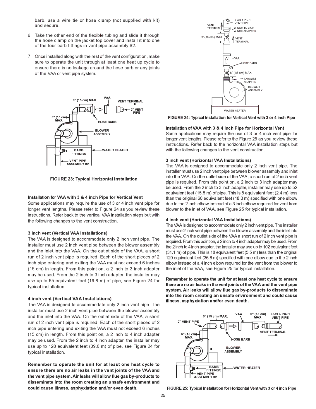 State Industries 197425-004 instruction manual Inch vent Vertical VAA Installations 