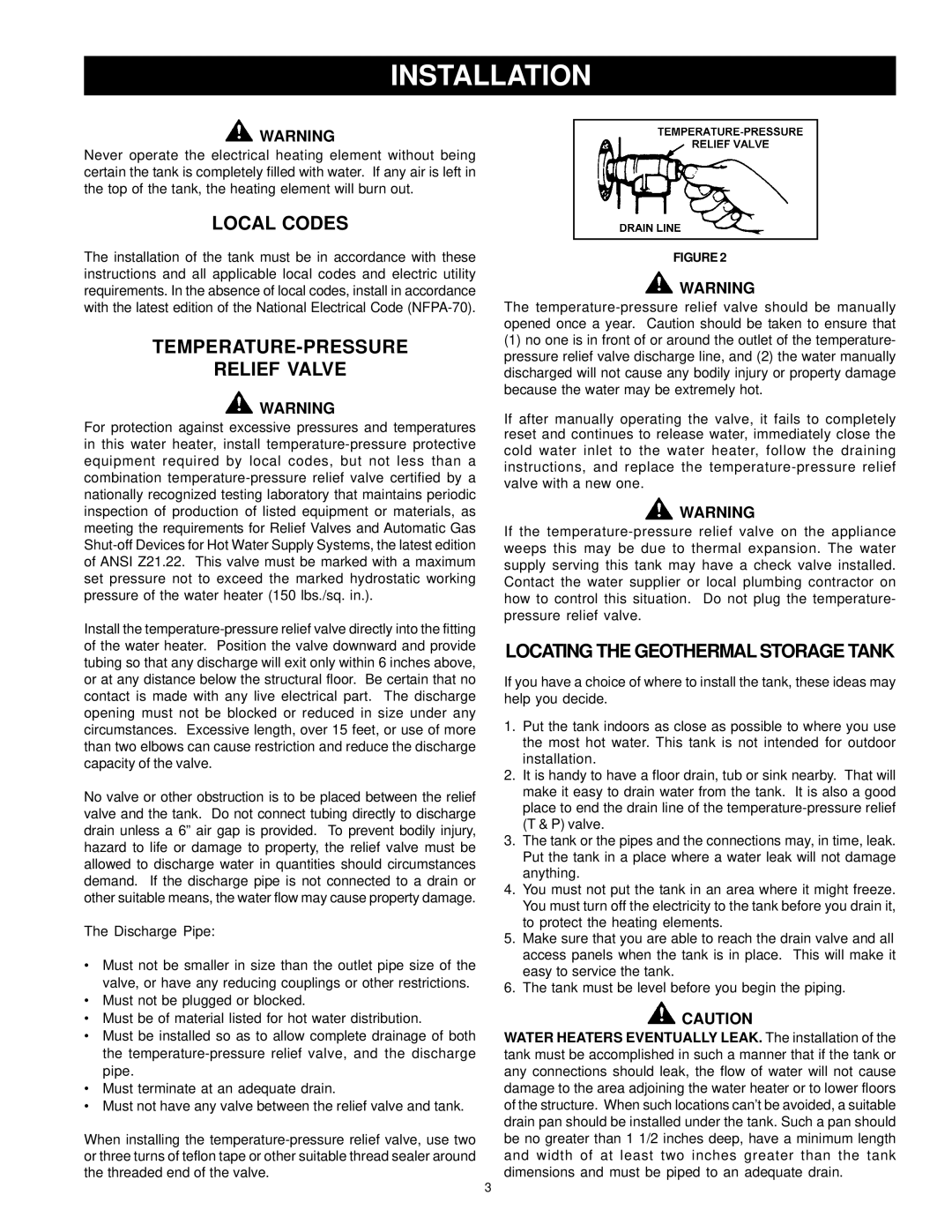 State Industries 198067-000, SGV 82 10TS, SGV 120 10TS Installation, Local Codes, TEMPERATURE-PRESSURE Relief Valve 