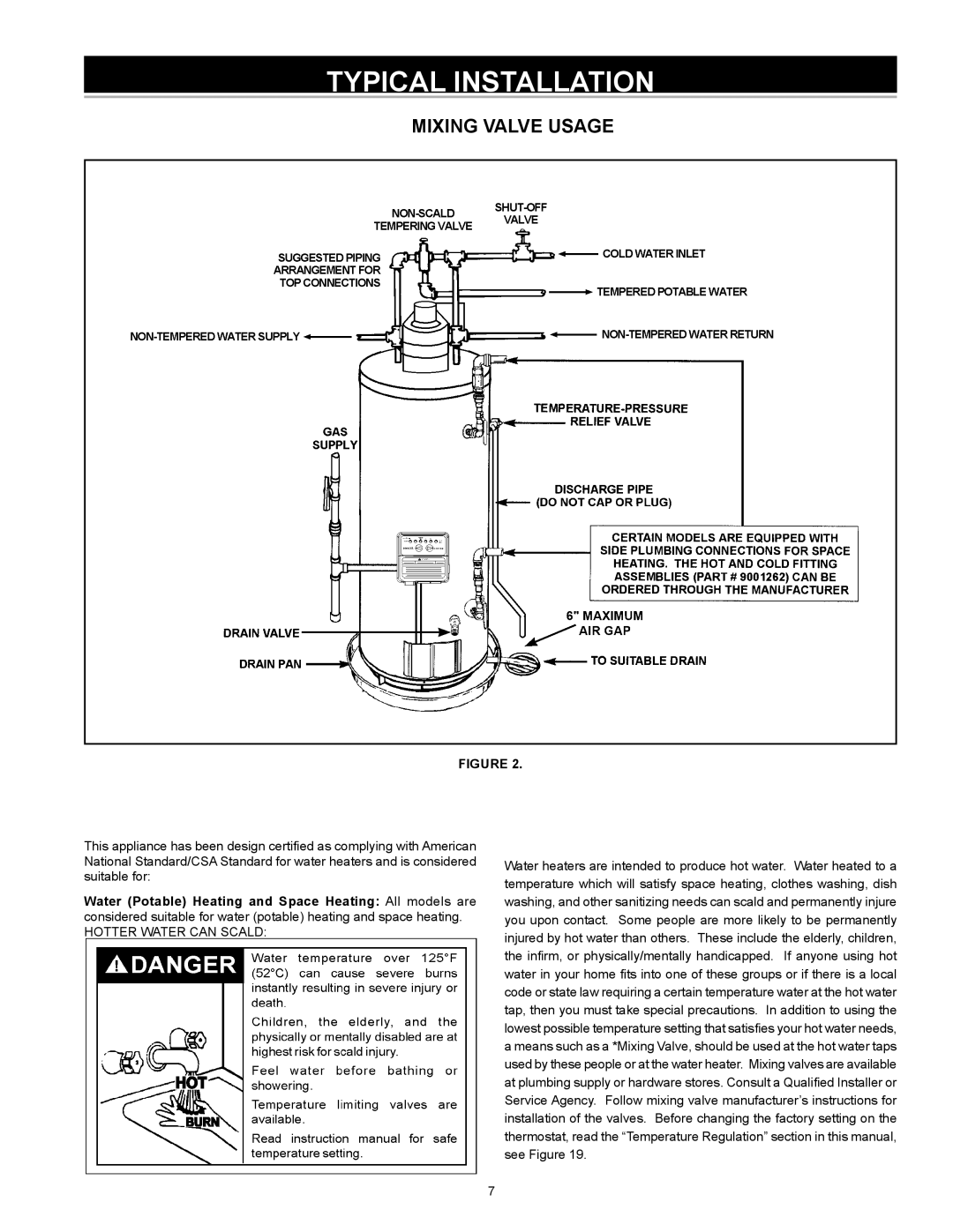 State Industries GS6 40 YBVIT 2, 315466-000, 185244-004, GS6 50 YRVIT, GS6 40 YBDS Mixing Valve Usage, Hotter Water can Scald 