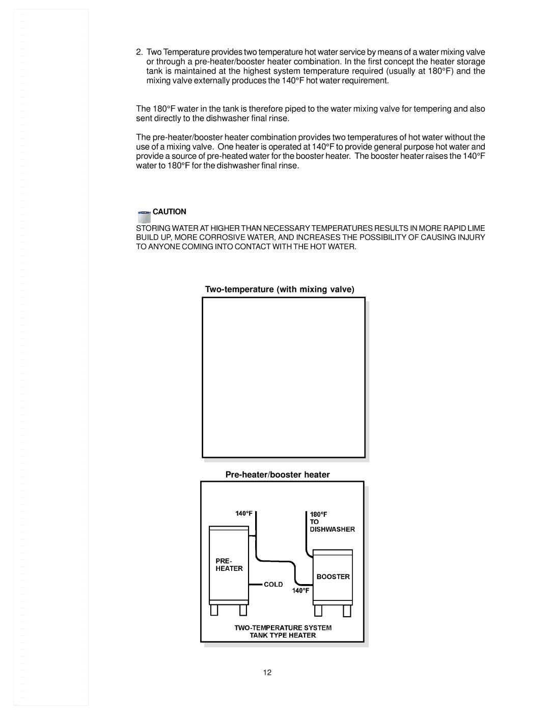 State Industries 317913-000 manual Two-temperature with mixing valve Pre-heater/booster heater 