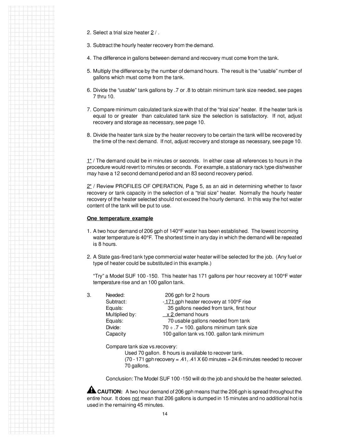 State Industries 317913-000 manual One temperature example 