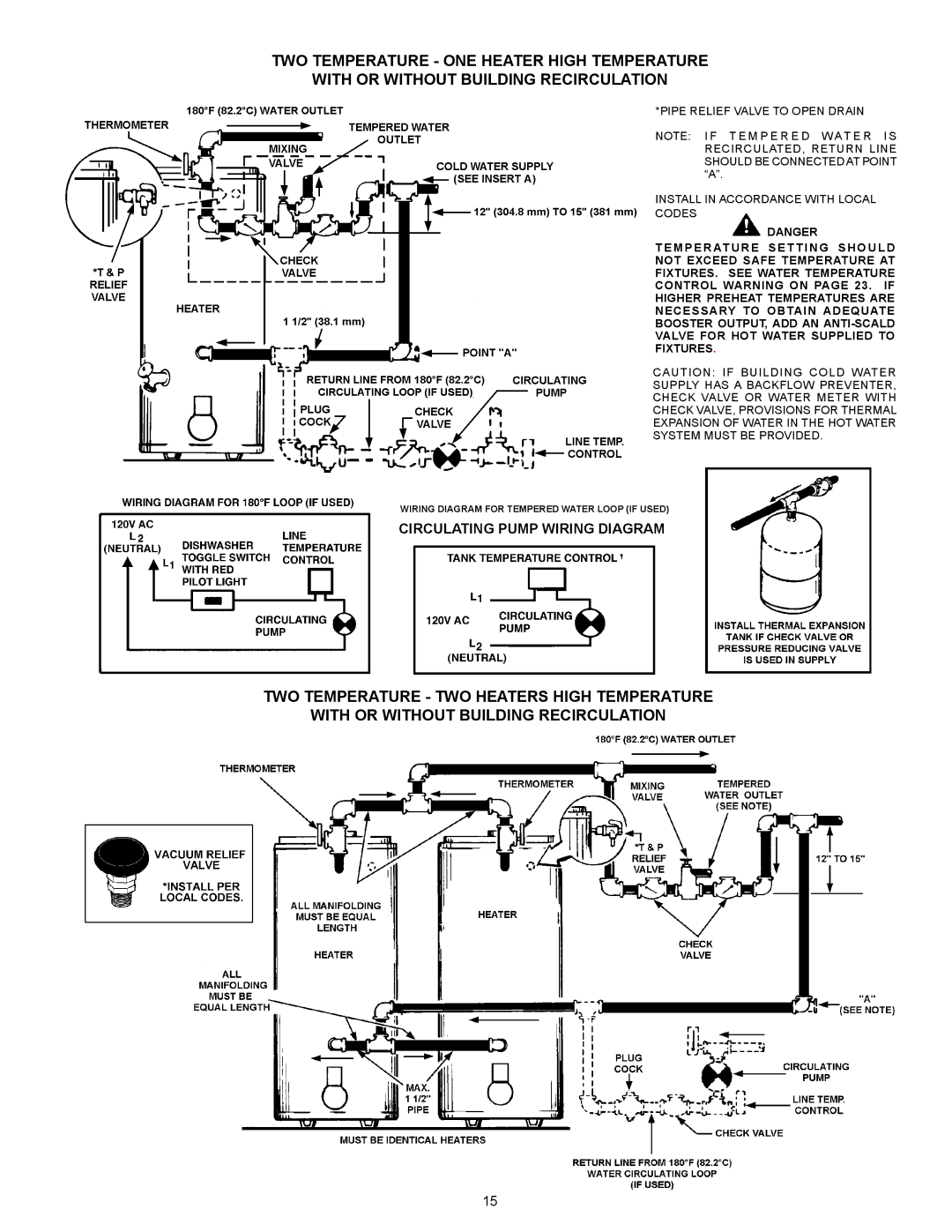 State Industries 540A, 650A, 740A warranty Wiring Diagram for Tempered Water Loop if Used 