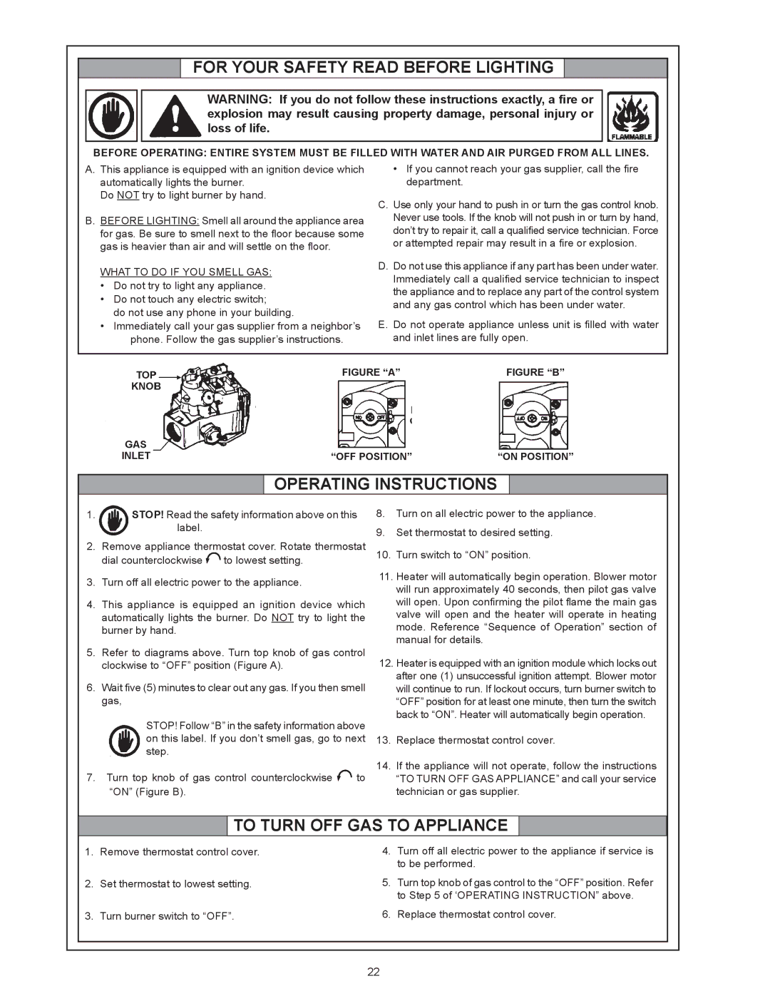 State Industries 650A, 540A, 740A warranty For Your Safety Read Before Lighting 