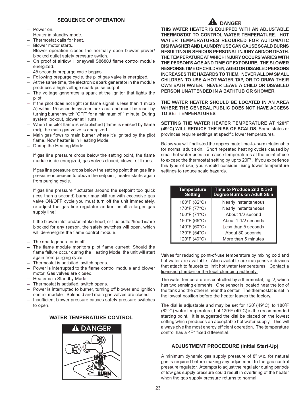 State Industries 740A, 540A, 650A warranty Sequence of Operation 