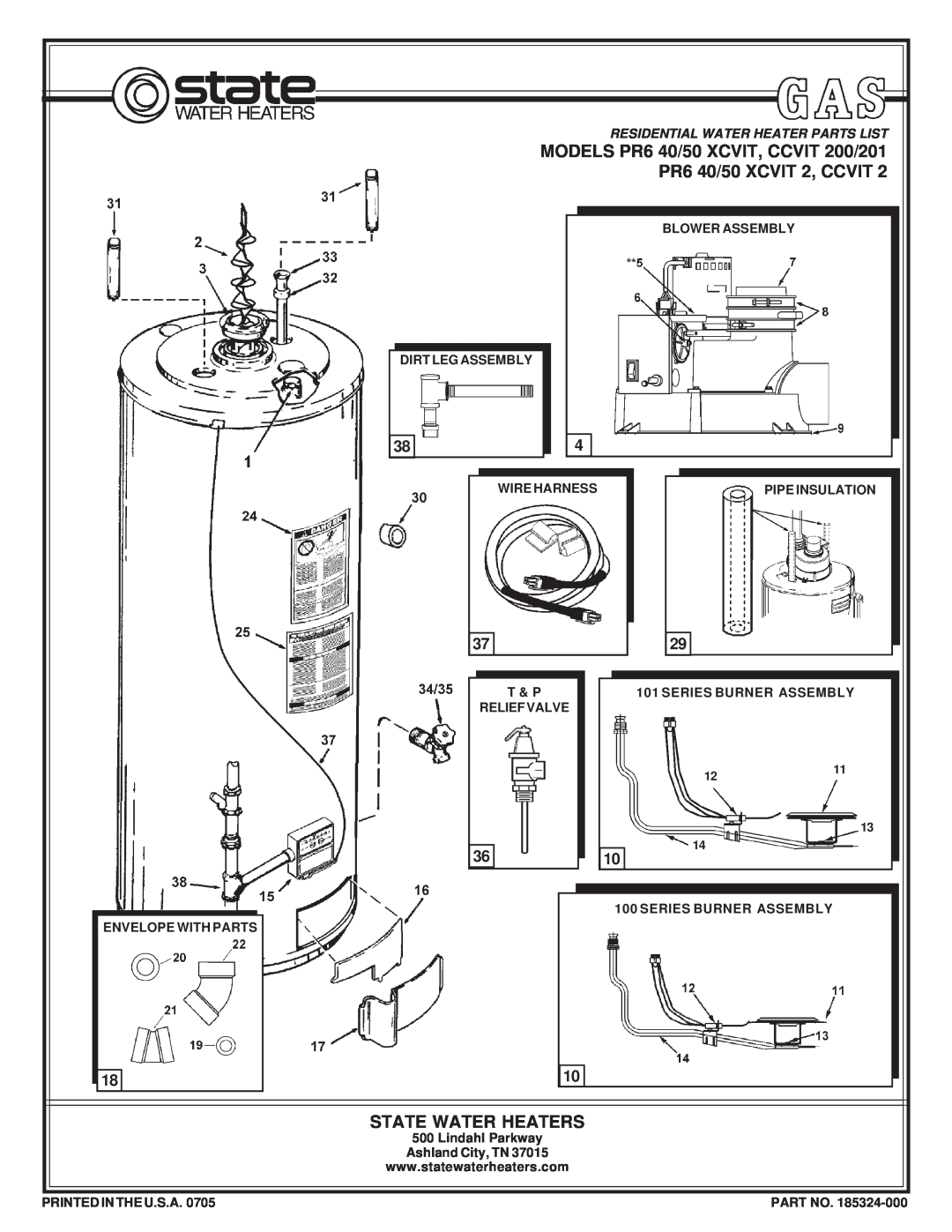 State Industries manual MODELS PR6 40/50 XCVIT, CCVIT 200/201 PR6 40/50 XCVIT 2, CCVIT, State Water Heaters 