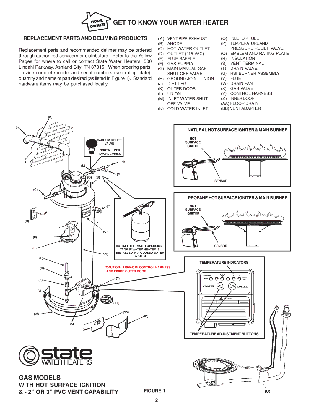 State Industries PR6 40, XCVIT With HOT Surface Ignition Or 3 PVC Vent Capability, Replacement Parts and Deliming Products 